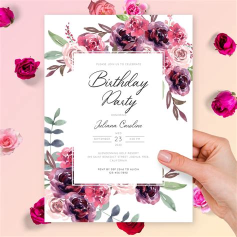floral invitation background|Floral Party Invitation Templates (Free) .